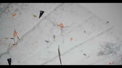 Abstraktes Netzwerk Diagramm mit farbigen Markern auf Marmor
